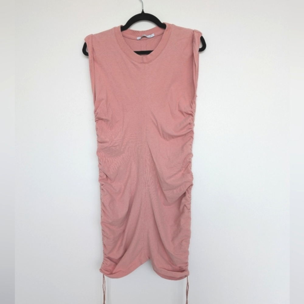 T by Alexander Wang High-twist Jersey Mini Dress W/ Tie Sides Sz M In Pink